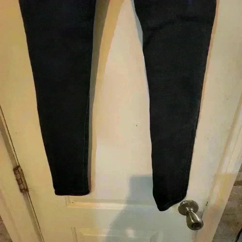 37. Ripped Stretch Black  skinny denim jeans with raw hem  by just black size 27 - Picture 7 of 8